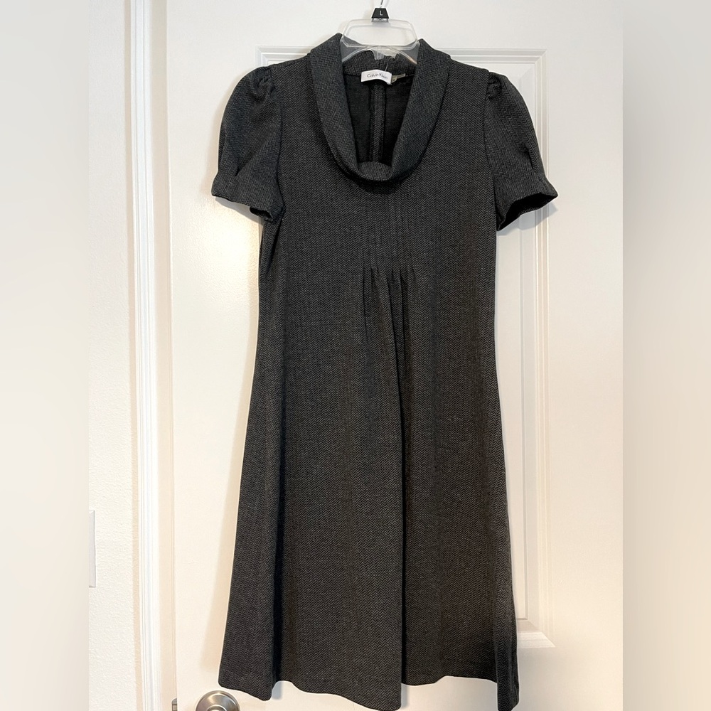 NWT Calvin Klein, short sleeve herringbone dress, size 4
